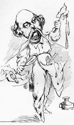 Gustave Glaubert disséquant Madame Bovary (caricature d'Achille Lemot, 1869)
